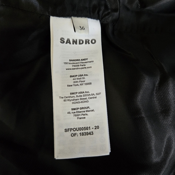 New Sandro "OFFY" Double Breasted Black Long Coat 4 US/36 FR NWT - Picture 13 of 13